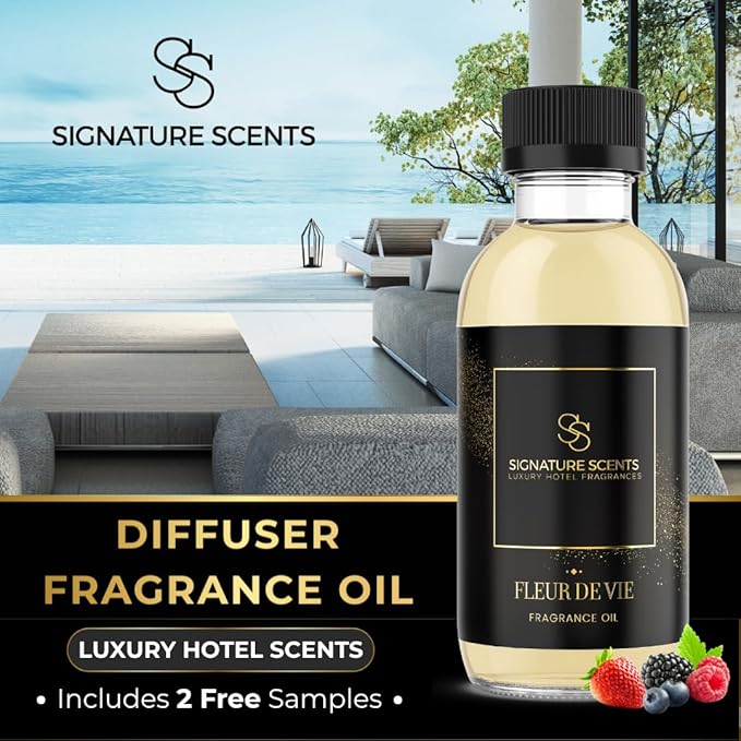 Luxury Hotel Inspired Fragrance Oils for Diffusers - 4.05 Fl Oz with Bonus Samples (4.05 Fl Oz, Fleur De Vie) - Bloomnest