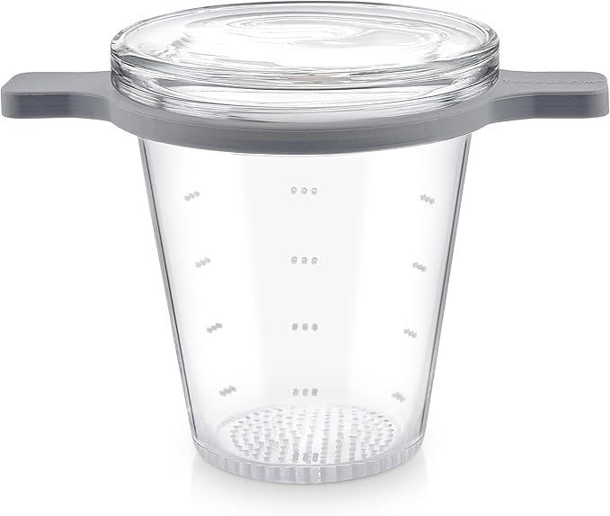 Teabloom Purity Loose-Leaf Tea Glass Infuser with Versatile Lid – 3.3 Borosilicate, Laser-Perforated Design, Universal Fit for Cups & Teapots, Toxin-Free Brewing, Ideal for Whole-Leaf Teas - Bloomnest