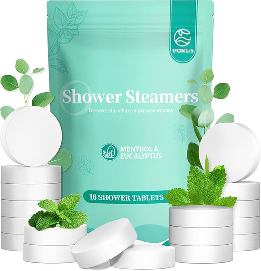 Shower Steamers Aromatherapy - 18 Pack Eucalyptus & Menthol Shower Tablets, Long-Lasting Strong Scent Vapor Bombs with Natural Essential Oil Stress Relief Christmas Gifts for Women and Men - Bloomnest