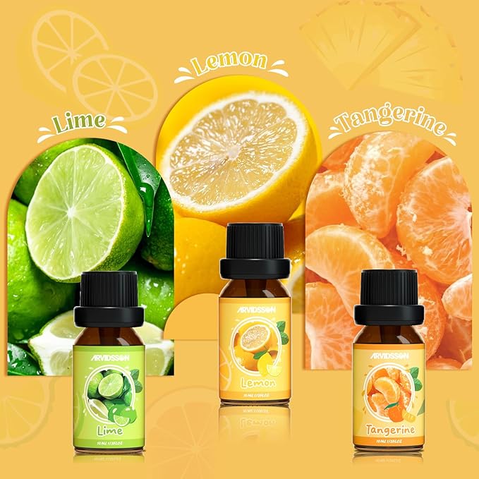 Citrus Essential Oils Set, ARVIDSSON Fresh Fruit Essential Oil for Diffuser, Grapefruit, Bergamot, Sweet Orange, Lemon, Lime, Tangerine, Citrusy Scented Oils Gift for Women - Bloomnest