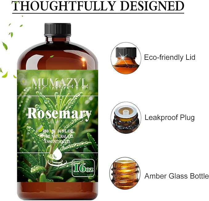 Rosemary Essential Oil, Rosemary Oil 16 Fl Oz 480ML for Diffuser Humidifier Yoga Cleaning DIY Candle Soap Making Essential Oils - Bloomnest