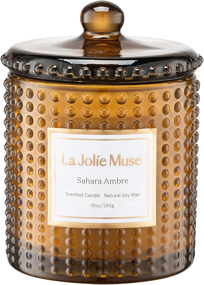 LA JOLIE MUSE Fall Candle | Sahara Amber Candles – Bergamot, Clove & Amber | 10 oz Soy Candle | Natural Soy Wax | 55 Hours Clean Burn | Gift-Ready for Cozy Nights | Elevated Fall Décor - Bloomnest