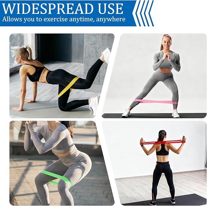 7 Pack Elastic Resistance Bands Set, Multi-Colored Workout Bands, Different Levels Exercise Band for Indoor and Outdoor Workouts, Glute and Leg Strength Training, Pilates and Yoga Practice - Bloomnest