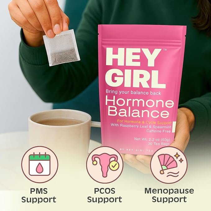 Hormone Balance for Women Tea with Spearmint, Red Raspberry Leaf, Chamomile, Ginger, Nettle - For PMS, PCOS, Perimenopause & Cycle Support - Herbal Hormonal Wellness Tea Bags - Bloomnest