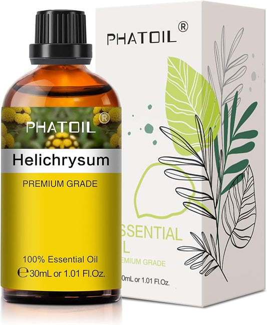 Helichrysum 1.01fl.oz Essential Oil, PHATOIL Pure Aromatherapy Oils for Diffuser, Humidifier, Perfect for DIY Soap, Candle, Bath Bombs Making(30ml) PHATOIL