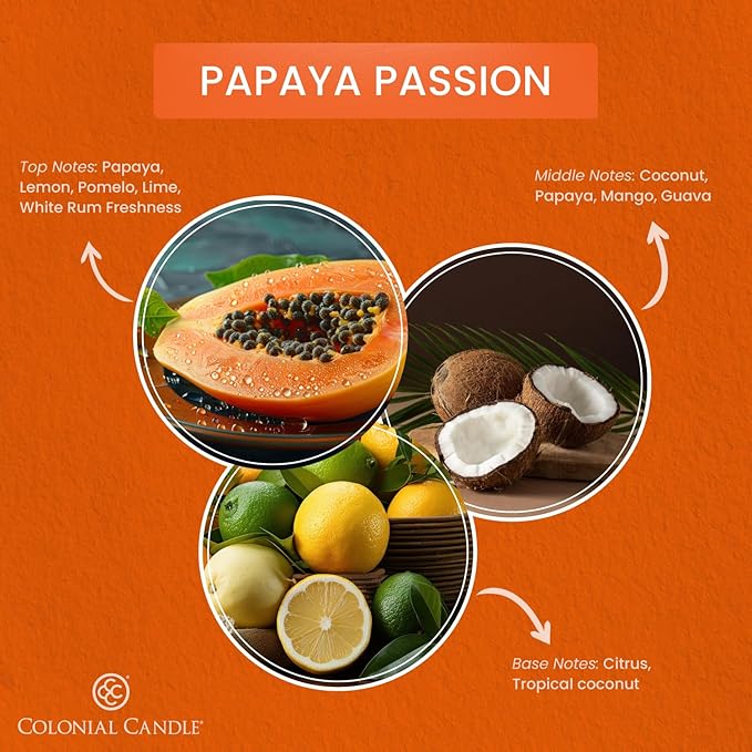 Colonial Candle Papaya Passion Scented Candle Jar, Highly Fragranced Candles for Home Scented, Mottled Wax Candle, 2 Wick, 8 oz - Made in The USA - Bloomnest