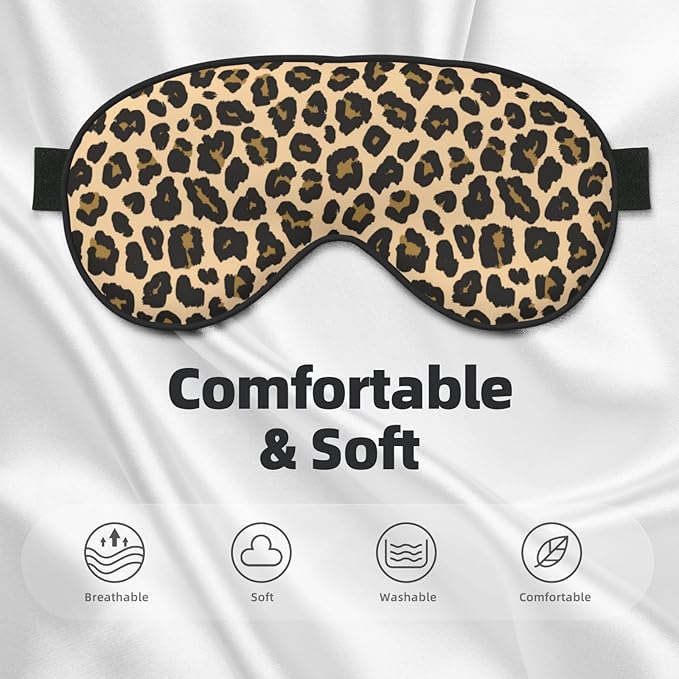 Sleep Eye Mask Brown Leopard Sleep Mask for Women Men Comfortable Eye Mask with Adjustable Strap Soft Eye Cover Blindfold for Travel Yoga Nap Shift Work - Bloomnest