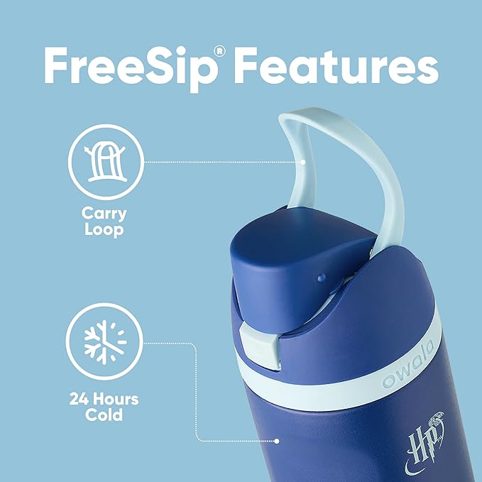 Owala Harry Potter FreeSip Insulated Stainless Steel Water Bottle with Straw, BPA-Free Sports Water Bottle, Great for Travel, 24 Oz, Ravenclaw Owala