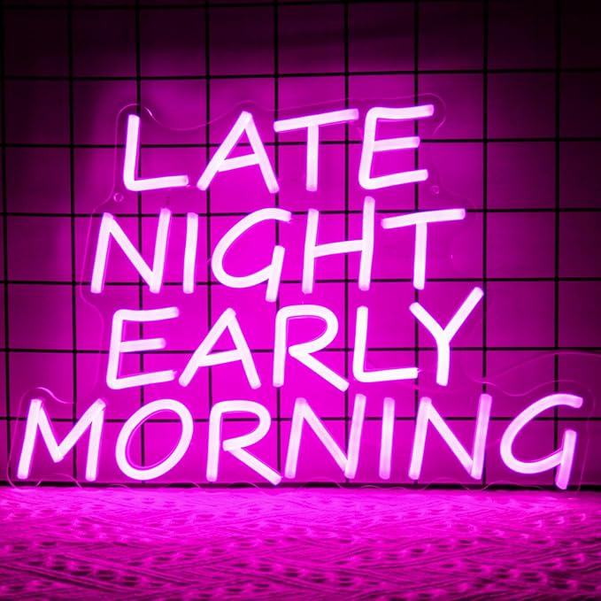Bar Neon Sign Late Night Early Morning Neon Signs for Wall Decor Beer LED Neon Sign Pink Letter Neon Light Sign Dimmable Neon Lights for Bedroom Bar Party Hotel Club Party Man Cave Decor - Bloomnest