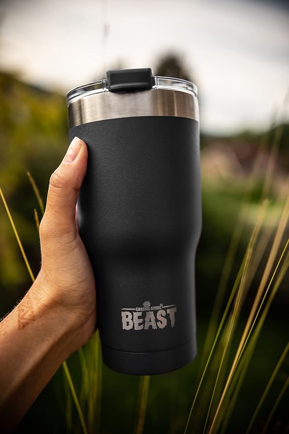 Beast 30 oz Tumbler Stainless Steel Vacuum Insulated Coffee Ice Cup Double Wall Travel Flask (Matte Black) - Bloomnest