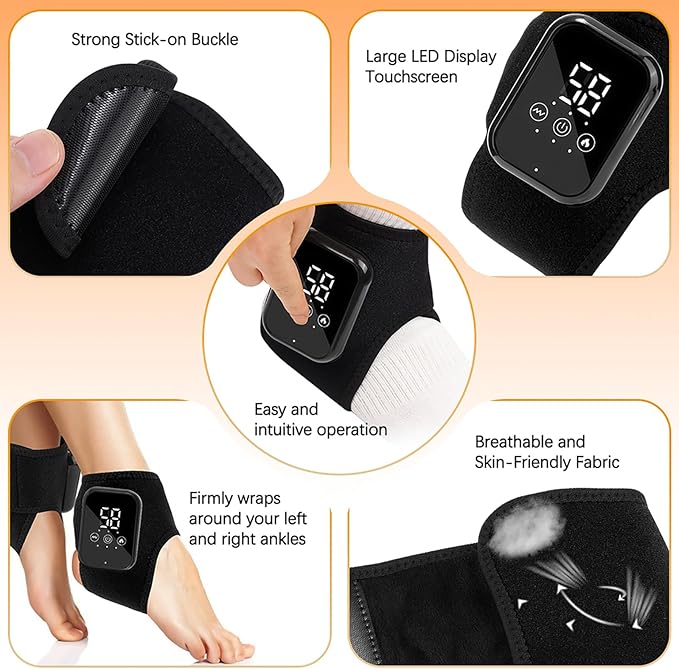 Triple Method Foot Massager with Heat & Enhanced Vibration, for Neuropathy Comfort and Circulation, Portable Home Massage for Pain Relief, Auto Shut-Off, Home Travel Use (Black) - Bloomnest