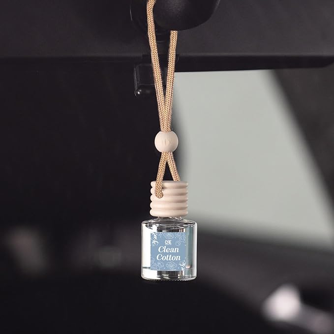 C&E Craft Co Hanging Car Air Freshener Diffuser 2 Pack, Long Lasting Fragrance Oil Car Freshener, Glass Bottle Auto Air Freshener, Made in USA (Clean Cotton) - Bloomnest