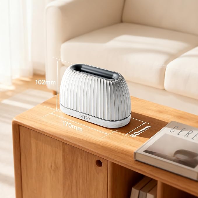 SOULORIGIN Essential Oil Diffuser, Flame Effect Aromatherapy Diffuser with 7-Color LED Lights & Auto Shut-Off, Ultrasonic Diffusers for Home, 120ml Samll Scent Diffuser for Essential Oils - White SoulOrigin