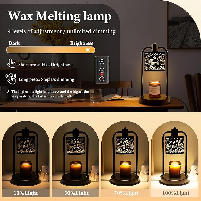 Candle Warmer Lamp Wax Light, Wax Melt Warming Lamps for Jar Candles with Timer Dimmable for Birthday, Room, New House, Bedroom, Vintage Home Decor - Bloomnest