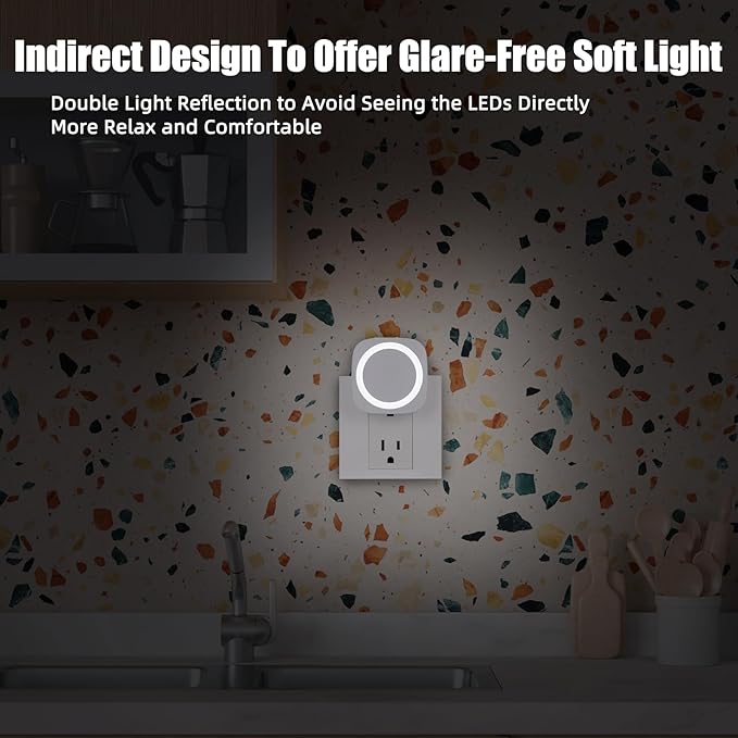 White Night Lights Plug into Wall, 4 Packs Dimmable Night Light with Dust to Dawn Sensor, Automatically Turn on and Off, Gentle Glow Nightlight for Bathroom,Bedroom,Stairs,Kitchen,Hallway, White - Bloomnest