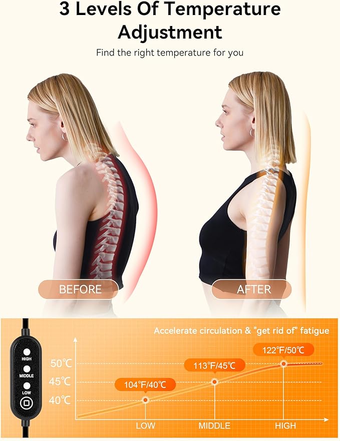 Heated Neck Stretcher for Pain Relief - Neck and Shoulder Relaxer Graphene Heated Cervical Traction Device Neck Pillow Corrector Chiropractic for TMJ Pain Relief Black Medium - Bloomnest