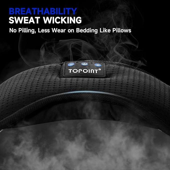 TOPOINT Sleep Mask with Bluetooth Headphones, Breathable Silk Eye Mask for Sleeping Men Women, Bluetooth Sleep Mask Blackout with Speakers, Microphone Handsfree, USB C for Travel Meditation Gifts - Bloomnest