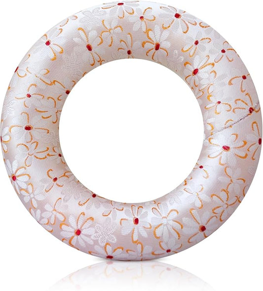 Singing Bowl Cushion for Tibetan Singing Bowls, Handmade Silk Brocade Round Cushion Pillow for Sound Healing and Crystal Sound Bowls Accessories(6.7 Inch,PinkishWhite) - Bloomnest