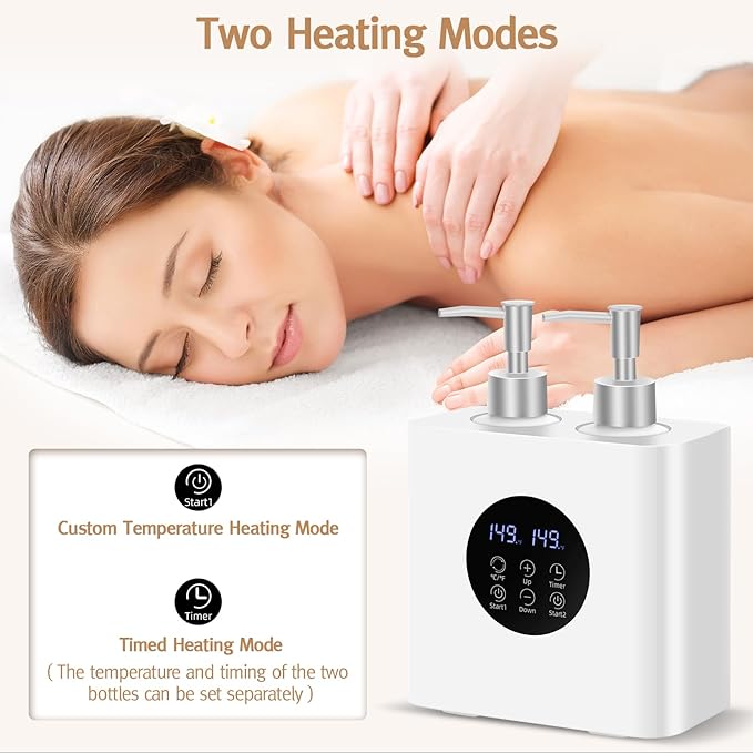 Meifuly Massage Oil Warmer for SPA, Body Oils Heater with 4 Bottles Dispenser, Professional Electric Lotion Digital Heater for Salon Home, Adjustable Constant Temperature - Bloomnest
