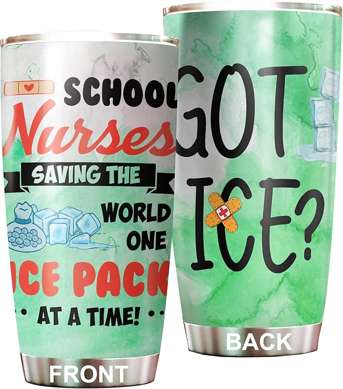 School Nurse Tumbler Stainless Steel 20oz, Funny School Nurse Appreciation Gifts Bulk For Birthday Christmas, School Nurses Day Gifts For Women Men, School Nurse Coffee Cup - Bloomnest