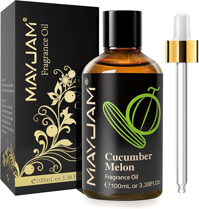 MAYJAM 100ML/3.38FL.OZ Cucumber Melon Fragrance Oils with Glass Dropper, Essential Oils for Diffusers for Home, Long Lasting Scented Oils for Diffusers Soap Candle Making - Bloomnest