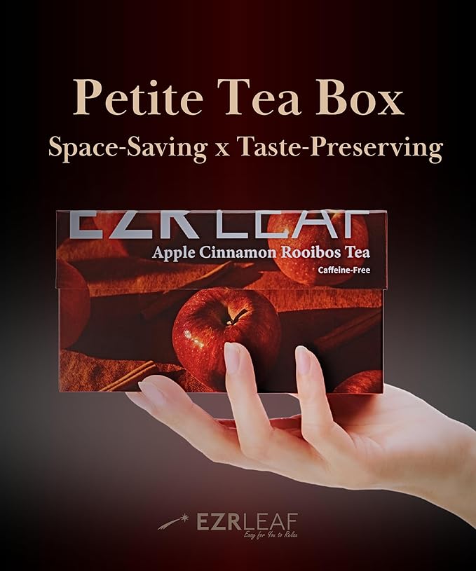 EZR Leaf Apple Cinnamon Rooibos Tea Caffeine Free Decaf Herbal Tea, 20 counts 2.1 Once Pyramid Tea Bags, Naturally Sweet, Relaxing Sleep Blend - Bloomnest