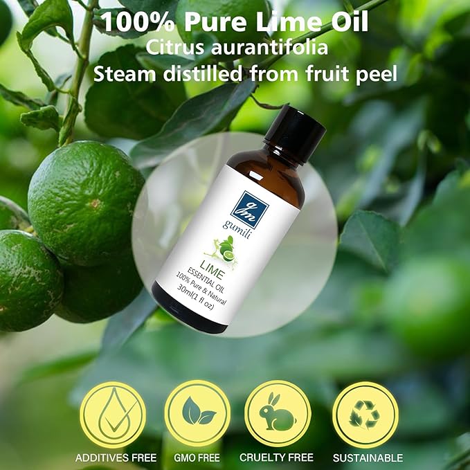 Lime Essential Oil 1 oz, 100% Pure & Undiluted Lime Oil for Diffuser, Skin & DIY, Natural Citrus Oils - Bloomnest