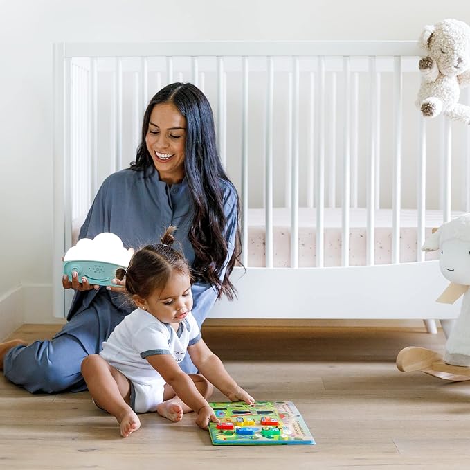 Happiest Baby SNOObie Smart White Noise Machine - Portable Baby Sound Machine with Night Light - 12 Soothing Sounds for Sleep Training, Teal - Bloomnest