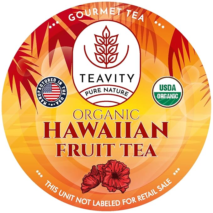 Teavity Organic Hibiscus Tea Pods with Peach, Mango, & Passionfruit - Naturally Decaf Hawaiian Fruit Tea (36 Pods) - Bloomnest
