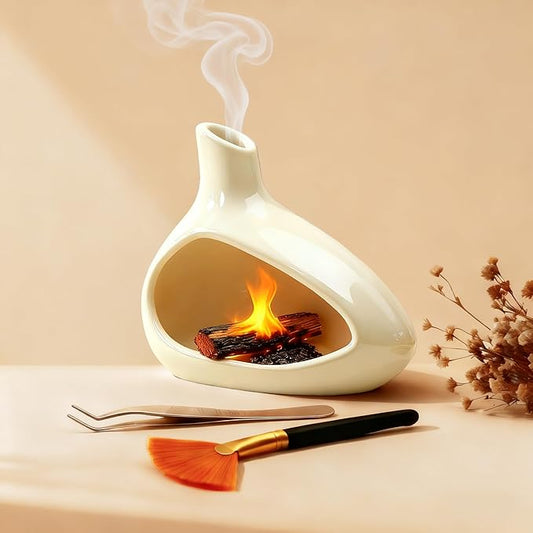 Palo Santo Holder, Ceramic Incense Burner for Sticks Sage Holders Cone Burning Smudge Bowl with Ash Brush for Meditation Yoga Spa Room Decor (Yellow) - Bloomnest
