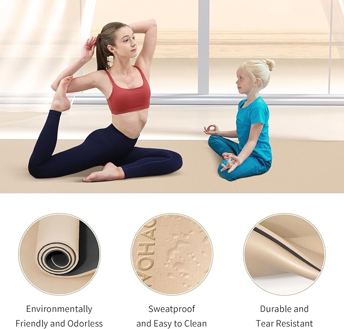 Extra Thick 8mm Yoga Mat, 72"x28" Non Slip Exercise Mat, Reversible 2-Sided Dual Color Premium POE Material, with Carrying Strap for Yoga, Pilates, Home Gym - Bloomnest