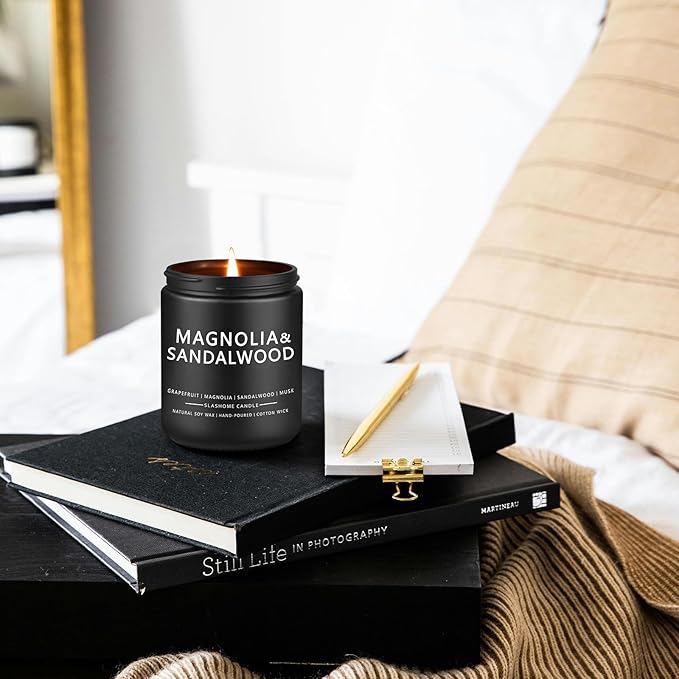 Candles for Men, Magnolia&Sandalwood Candle for Home Scented, 50+ Hour Lasting Candles, Soy Candle s Not Toxic, Perfect Gifts for Men-Birthday, Anniversary and Thanksgiving, etc., 7 Oz - Bloomnest