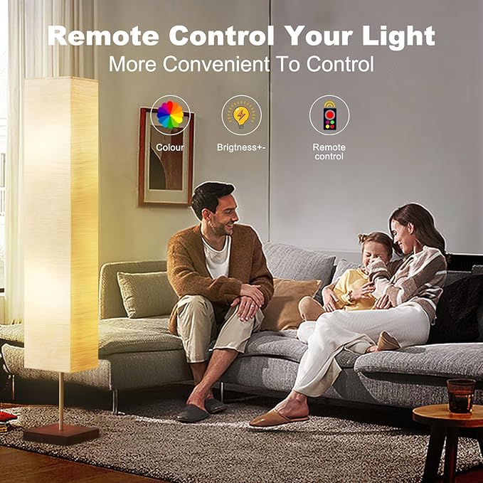 GyroVu 65“ Floor Lamp for Living Room, RGB Color Changing-2700K-6000K Corner Floor Lamp Standing Lamp for Living Room, Tall lamp with Remote Control for Bedroom, Office Beige(Bulbs Included) - Bloomnest