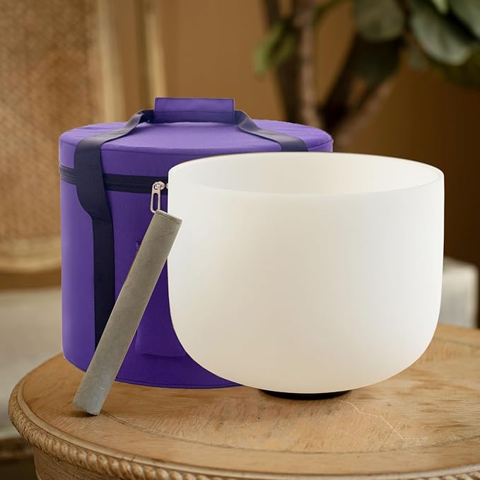 Hye-eun 10 Inch G Note 432hz Crystal Singing Bowl Sound Healing Meditation Throat Chakra Quartz Sound Bowl with Carrier Case for Yoga Meditation Healing - Bloomnest