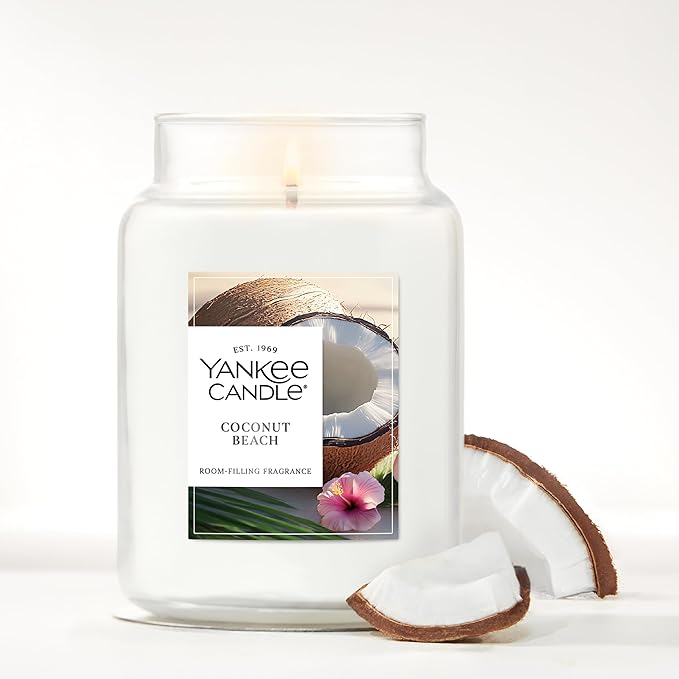 Yankee Candle Coconut Beach Scented Candle, 22oz Large Jar with up to 150 Hour Burn Time, Giftable, Birthdays - Bloomnest