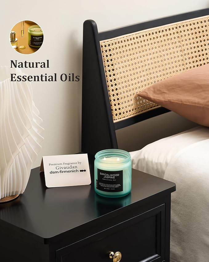 M&SENSE Sandalwood Jasmine Scented Candle, 11.6oz 70 Hours Burn Time Clean Non Toxic Natural Soy Wax Candle 2 Cotton Wick Home Decor for Mothers Day & Bathroom Bedroom - Bloomnest