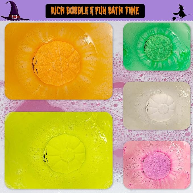 Spooky Bath Bombs for Kids with Surprise Inside, Bubble Bath Bomb with Halloween, Fruity Scents, Relaxing Aromas, Ideal Birthday Gift for Girls - Bloomnest