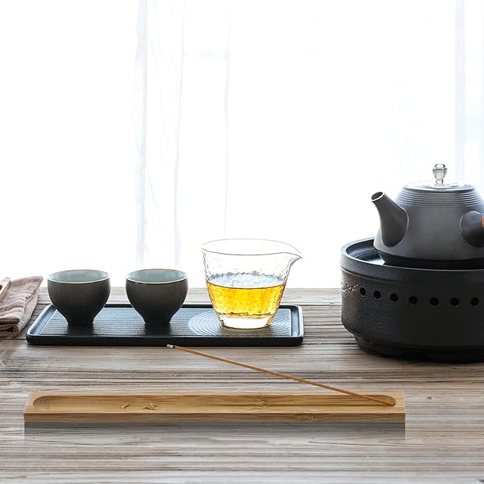 2 Pieces Natural Bamboo Incense Stick Holder Home Incent Burner with Ash Catcher