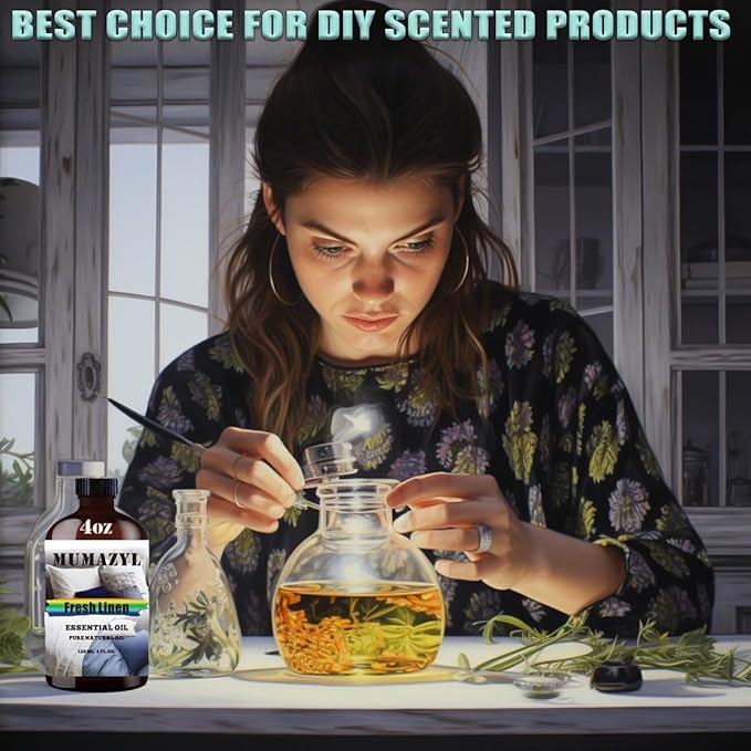 Fresh Linen Essential Oil, Fresh Linen Oil 4 Fl Oz 120ML for Diffuser Humidifier Yoga Cleaning DIY Candle Soap Making Fragrance Oils - Bloomnest