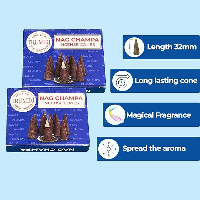 Nag Champa Incense - 60 Cone Pack (10 Cones Each) - Scented Incense TRUMIRI