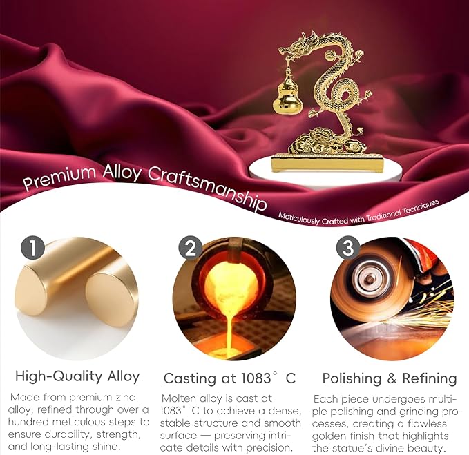 Golden Chinese Dragon Incense Holder– Dual-Use Metal Feng Shui Decor with Hanging Gourd Cone Incense Burner & Hidden Stick Holder – Spiritual Aromatherapy Gift for Meditation, Home & Office Decoration - Bloomnest