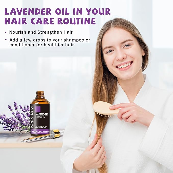 MAYJAM Lavender Essential Oil for Diffusers - Huge 3.38 Fl Oz - Lavender Oil Essential Oil for Skin Care, Hair Care, Massage, Aromatherapy, Soap and Candle Making - Bloomnest