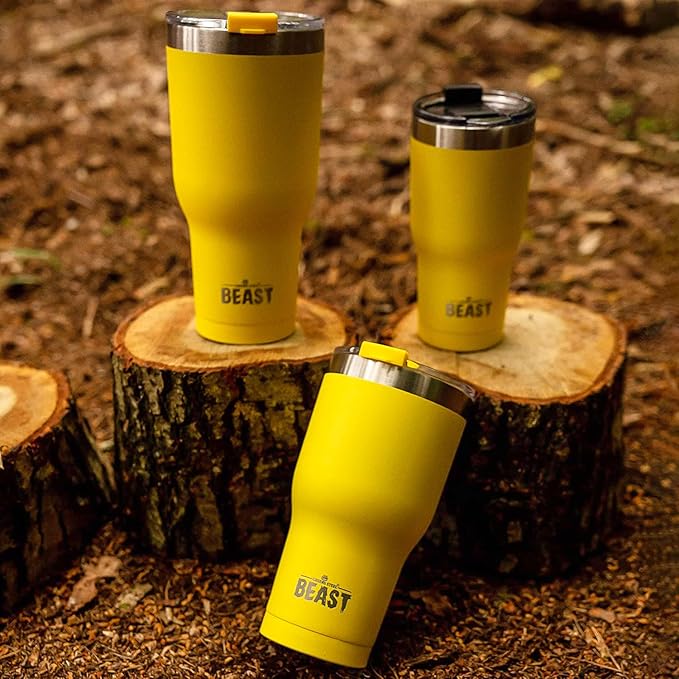 Beast 30 oz Tumbler Stainless Steel Vacuum Insulated Coffee Ice Cup Double Wall Travel Flask (Lemon) - Bloomnest
