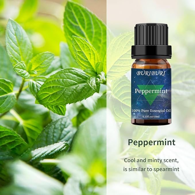 Lavender and Peppermint Essential Oil, 100% Pure, Undiluted, Natural, Organic Aromatherapy Essential Oils Gift Set, 10MLx2 BURIBURI