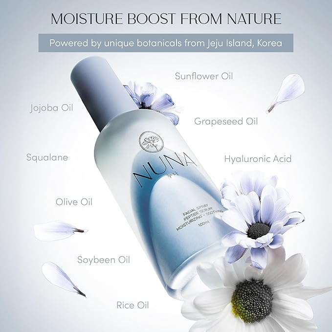 NUNA Ultra Hydrating Face Serum Spray with Peptides, Niacinamide, Hyaluronic Acid & Botanical Extracts – Korean Lightweight Moisture Boost Facial Mist & Setting Spray for Makeup – 3.38 fl oz - Bloomnest