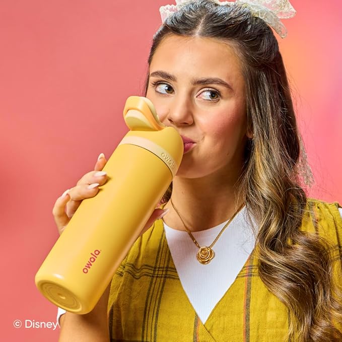 Owala Disney Princess FreeSip Insulated Stainless Steel Water Bottle with Straw for Sports and Travel, BPA-Free Sports Water Bottle, 24 oz, Belle Owala