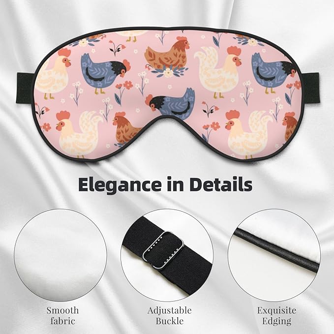Sleep Mask Cute Chickens and Flowers Comfortable Eye Mask with Adjustable Strap Soft Eye Cover Blindfold for Travel Yoga Nap Shift Work - Bloomnest