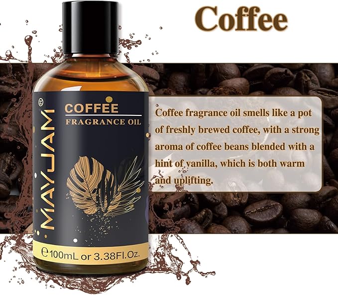 MAYJAM 100ML/3.38FL.OZ Coffee Fragrance Oils with Glass Dropper, Essential Oils for Diffusers for Home, Long Lasting Scented Oils for Diffusers Soap Candle Making - Bloomnest