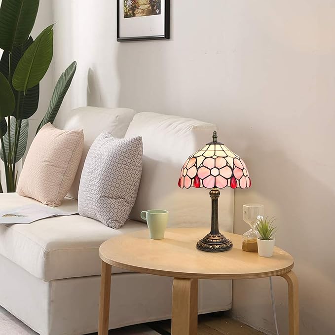 Tiffany Lamp Stained Glass lamp Small Bedside Table Lamps for Living Room Bedroom Dorm Kitchen Home Decor Festival Birthday Gift,Cherry Blossoms - Bloomnest