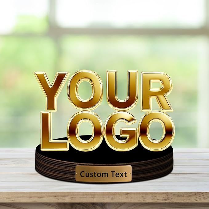 Personalized Acrylic Business Company Logo Statue Sign Plaque,Custom Photo Picture Office Store Company Logo Signage Sculpture Decor with Picture Text Logo for Business - Bloomnest